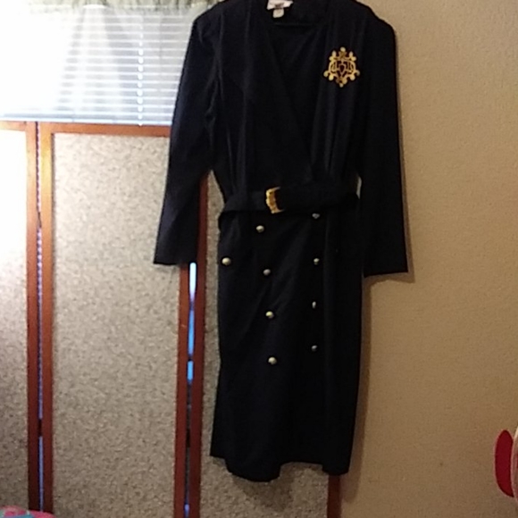 Blue dress with gold button and gold emblem 18 T